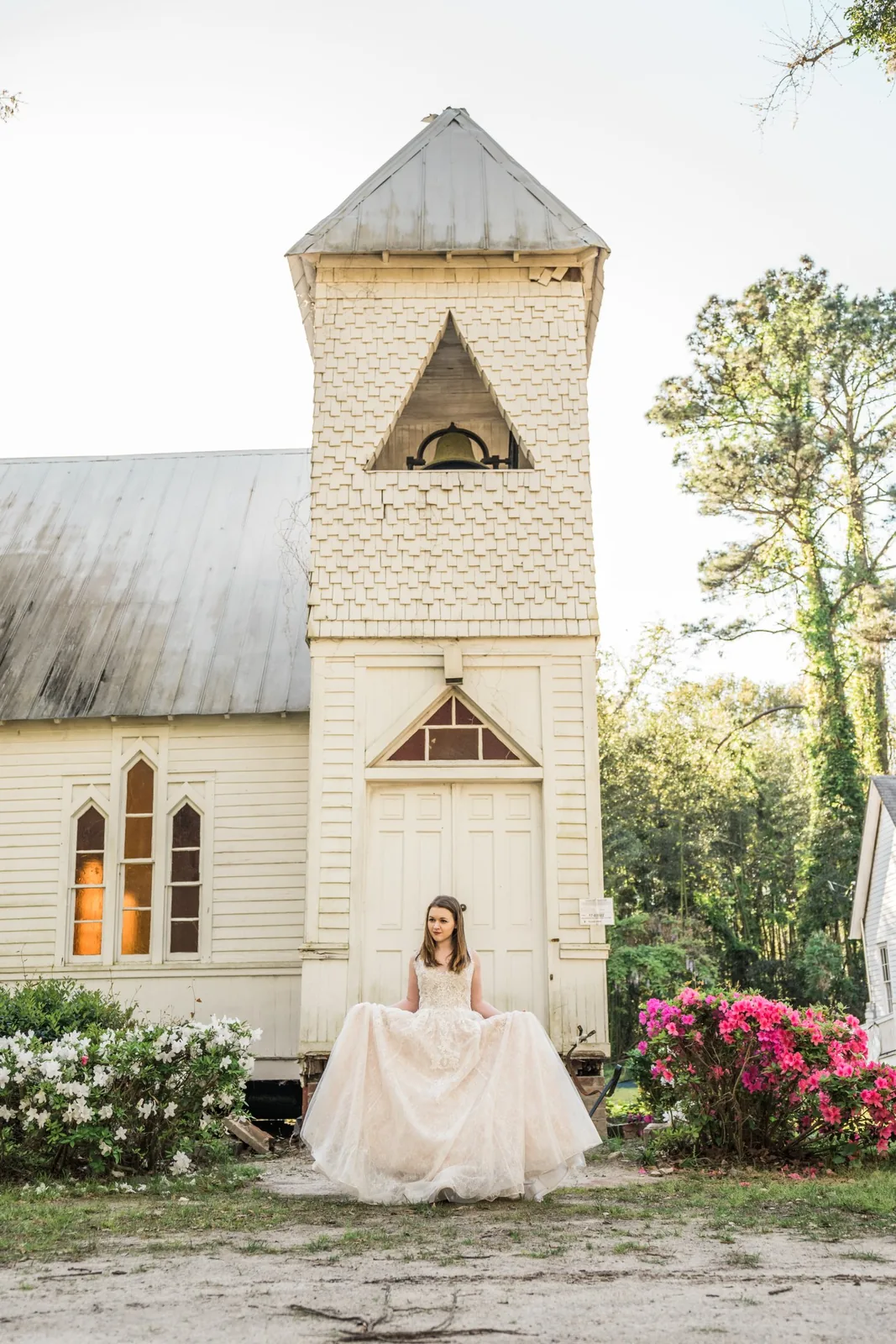 Bride outside a chapel