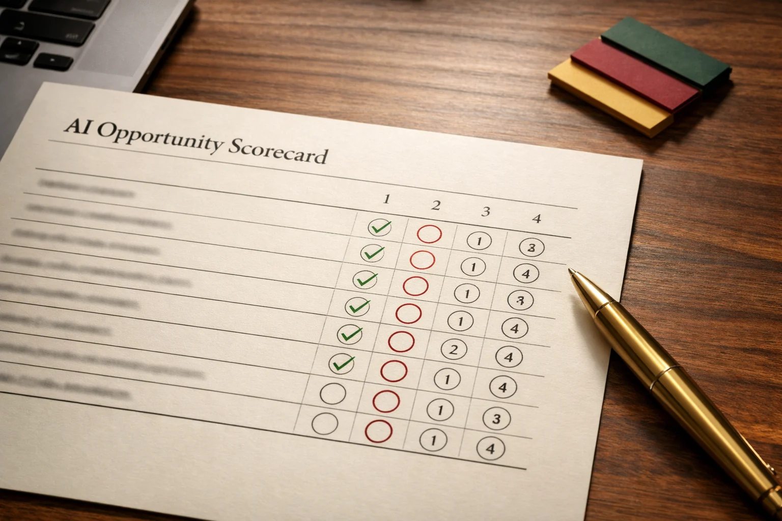 AI opportunity scorecard concept for finding the first useful business workflow