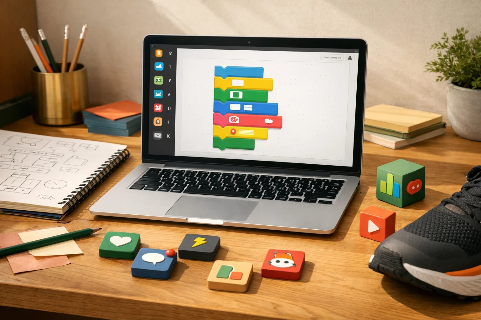 Beginner app-building materials for a teen AI class