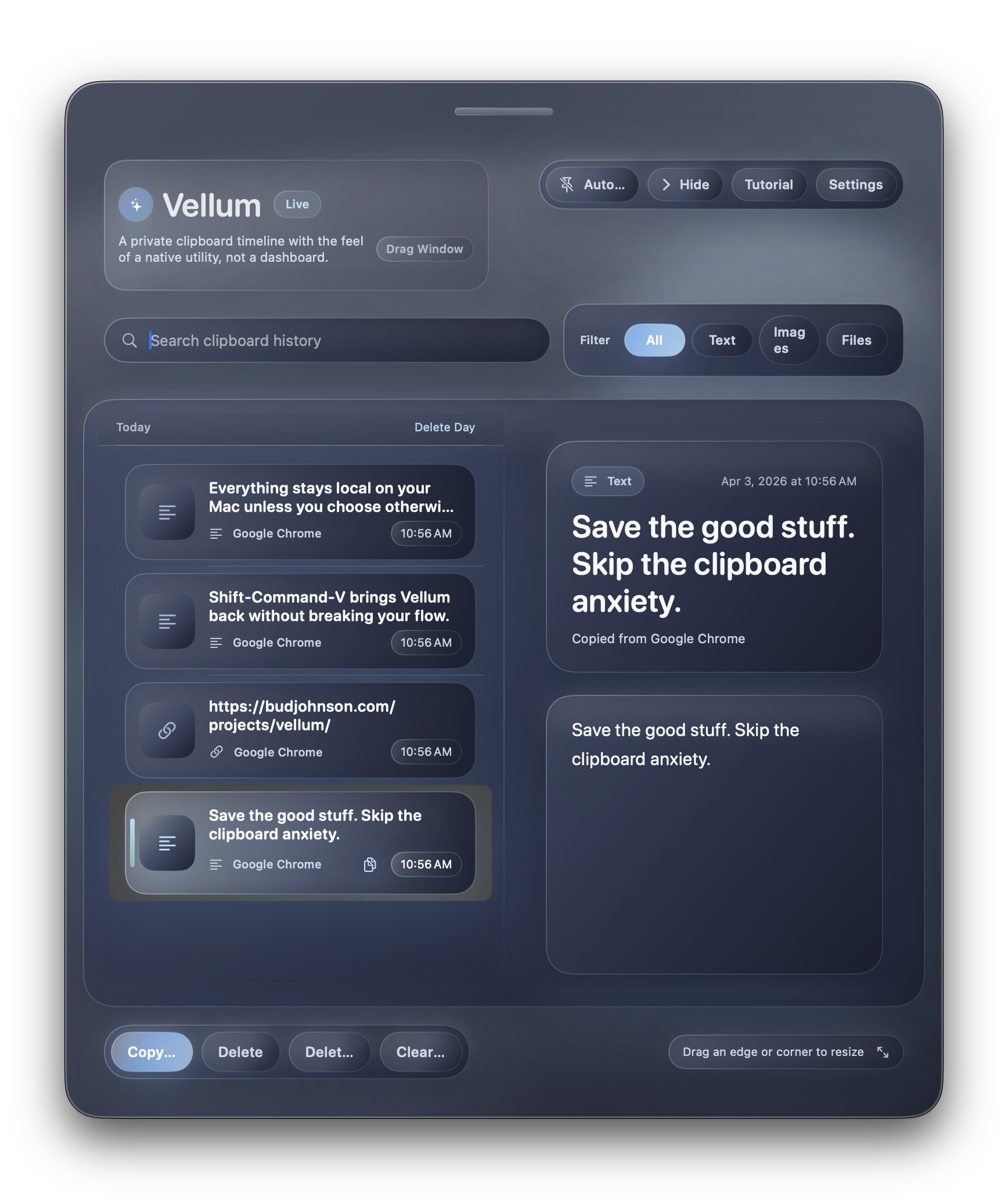 Vellum macOS window preview