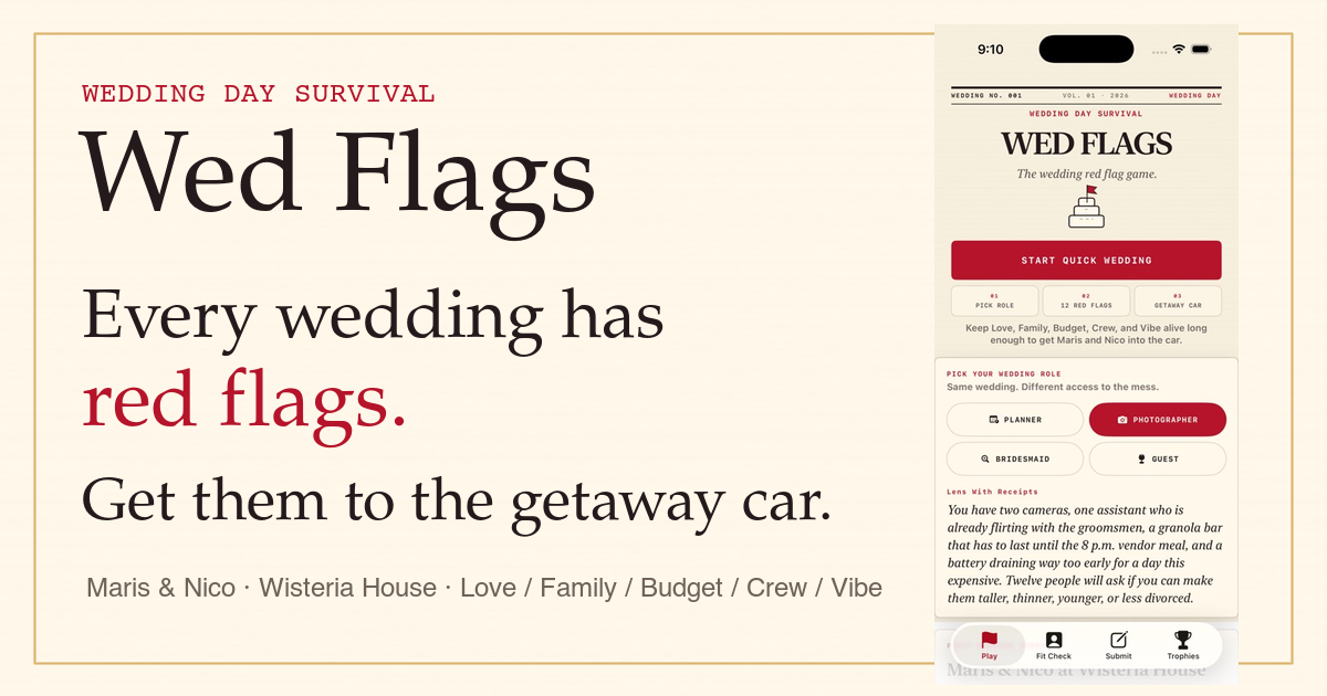 WedFlags wedding red flag game preview